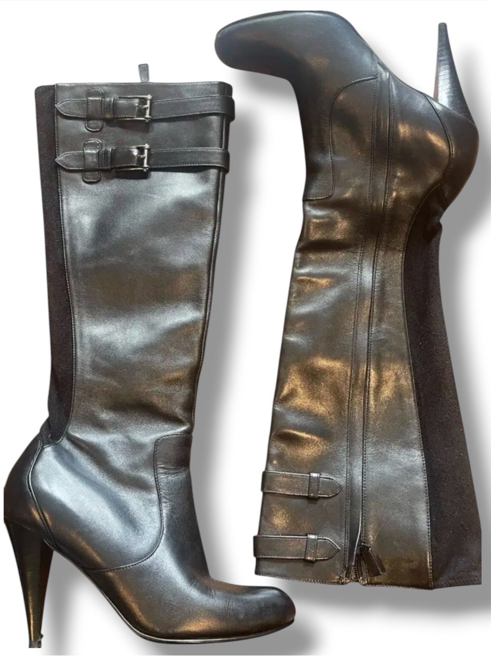 NWT Cole Haan Vintage 2010 Air Jalisa Black Leather Tall Knee High Boots 8b